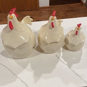 -MADE IN ITALY-ROOSTER PORCELAIN KITCHEN CANISTERS